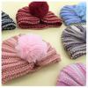 Новая детская шерстяная шапка, милая теплая шапка для детей с помпоном, осенне-зимняя вязаная шапка для младенцев на родничок