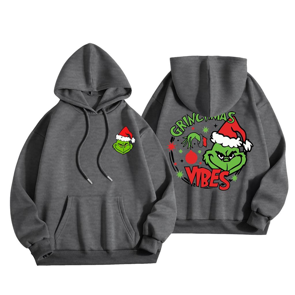 Женская мода, легкий женский свитер с длинными рукавами и карманами, рождественская толстовка с капюшоном