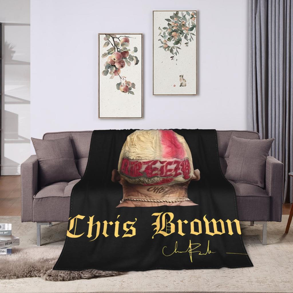 Middle Finger Vintage Chris Brown Blankets Fleece Autumn Multi-function Super Soft Throw Blanket for Bedding Outdoor Bedspread