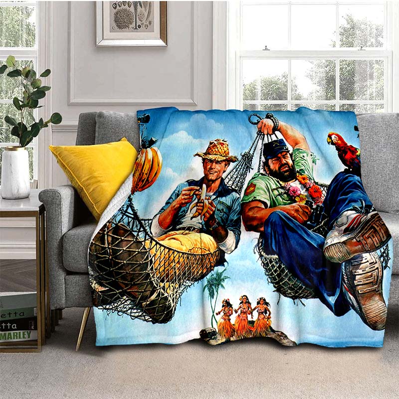 Bud Spencer Terence Hill Throws Throws Blanket for Kid Sofa Travel Hiking Picnic Beding Super Soft Flannel Blanket birthday gift