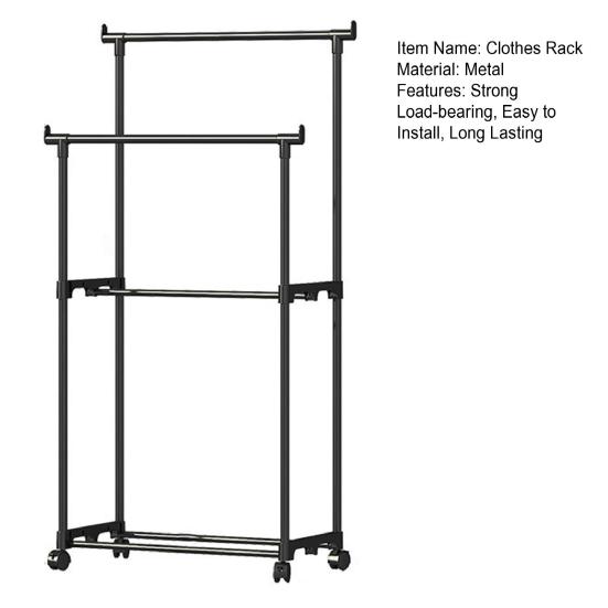 Modern Modular Storage Rack Coat Hanger Strong Load-bearing Easy Assembly Double Rod