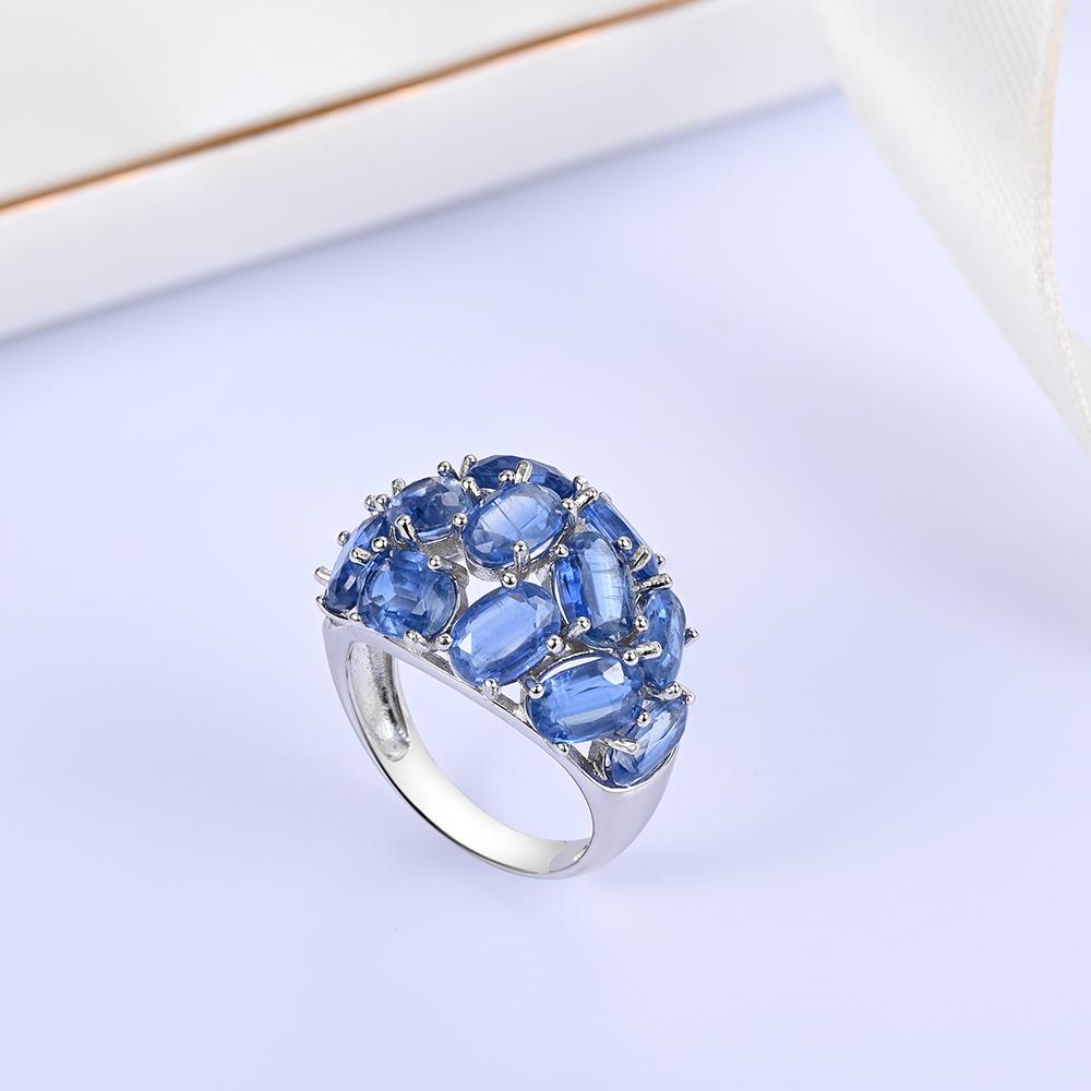 Большое кольцо из стерлингового серебра 925 пробы с натуральным синим кианитом овальной формы 5*7 мм, драгоценные камни, изысканные украшения для женщин, хороший подарок