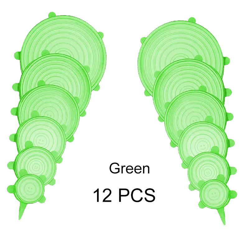 6/12 шт. многоразовые силиконовые эластичные крышки, универсальная крышка, силиконовая крышка для чаши, кастрюли, силиконовая крышка, крышка для приготовления пищи, свежая крышка, крышка для микроволновой печи