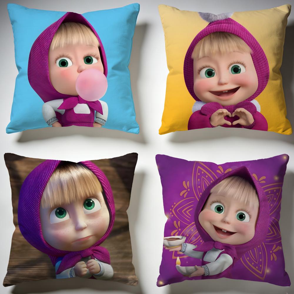 Trendy MMasha and the Bearied Cushion Cover Stylish Washable Pillow Cover Ideal for Couch Bedroom Car Decoration