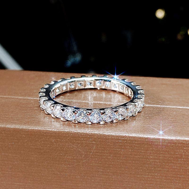 Gypsy Women'S Ring, Group Set Full Circle Simulation Zircon Ring, Light Luxury Fashion Row Ring