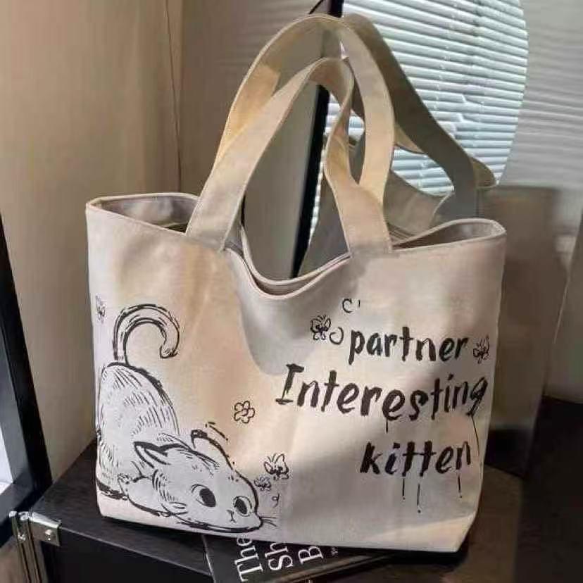 Трендовая большая холщовая сумка-тоут 2025 для женщин - Универсальная сумка через плечо для поездок на работу или для шопинга