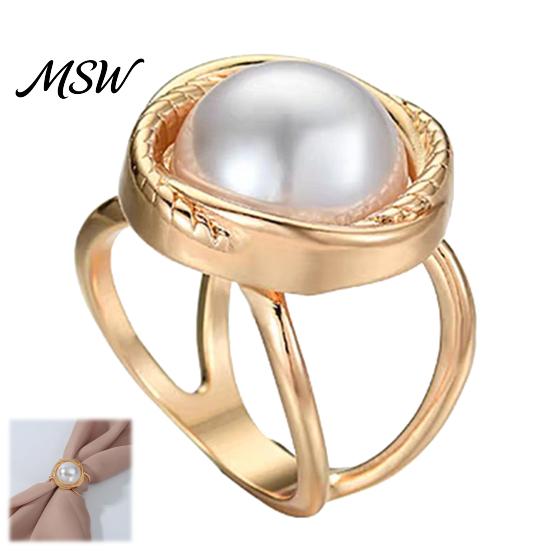 Scarf Ring for Women Alloy Silk with Faux Pearls, Clip Rings Women, Fashion Accessory Scarves Round Buckle Clip, Elegant Retro Holder Dresses