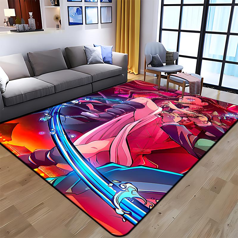Demon Slayer Art Print Floor Mat Living Room Game Room Carpet Camping Picnic Mat Doormat Floor Mats Anime Room Decor Area Rug