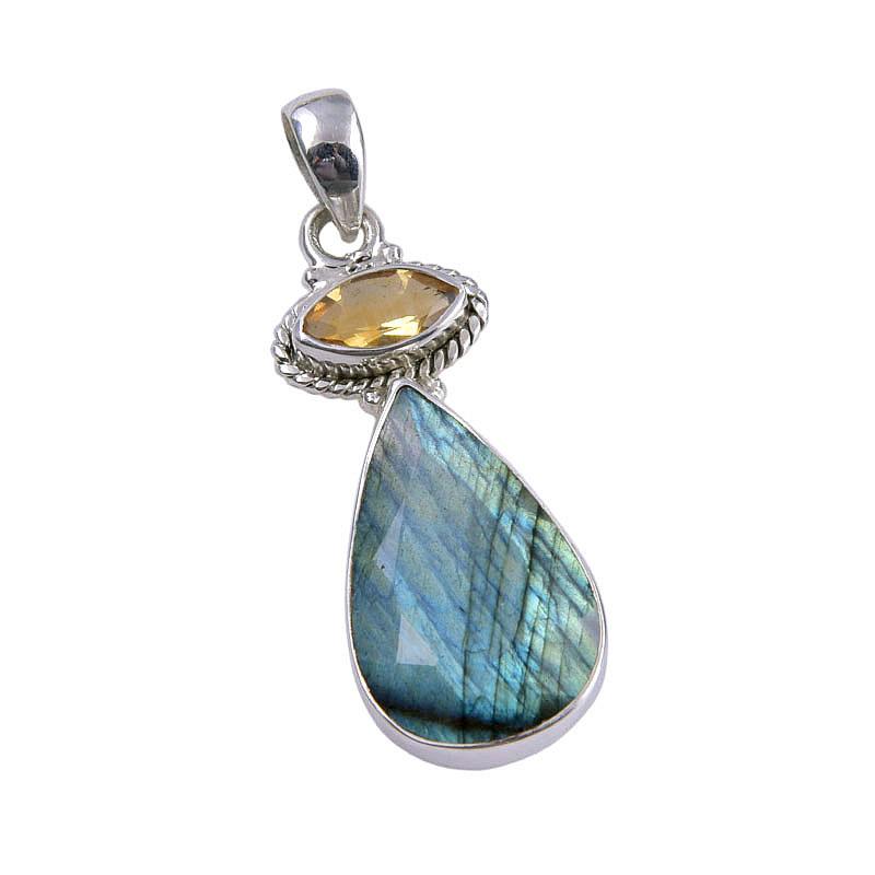Натуральный лабрадорит, цитрин, драгоценный камень 925, цельное серебро, ювелирный кулон 1,75 дюйма U2y28