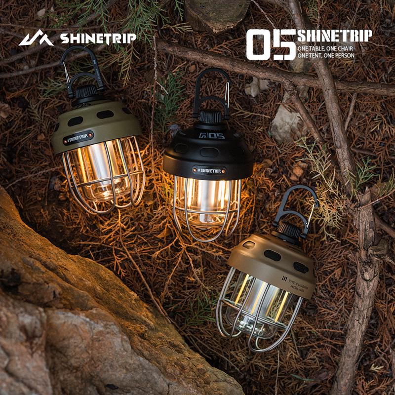 ShineTrip Outdoor Camping Lantern USB Rechargeable 3 Color Adjustable Retro LED Tent Light Portable Handheld Lamp