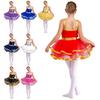 Girls Dance Tutu Dress Sleeveless Color Block Sparkling Sequins Stage Performance Recital Costume
