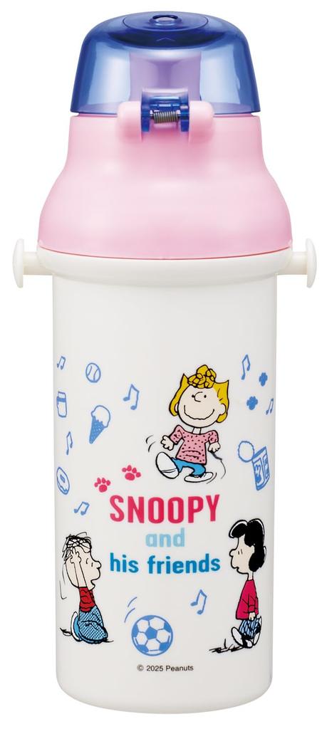 Поилка для скейтера, для питья, посудомоечная машина, Сделано в Snoopy, Fun Fun, для мальчиков и детская бутылка, Пластик, 480 мл, Открытие/закрытие одним нажатием, Безопасная, Япония,