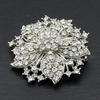 Brooch Pin Anti-rust Silver Plated Brooch Rhinestone Round Blossom Flower Breastpin for Dating Wedding Party