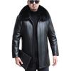 Winter Genuine Leather Jacket for Men, Medium-length Windbreaker, Down Jacket, Leather Jacket, Casual Thickened Lapel Sheepskin Jacket