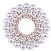 High End Exquisite Simple Pearl Four Circle Rhinestone Brooch Pin Silk Scarf Button Clothing Accessories