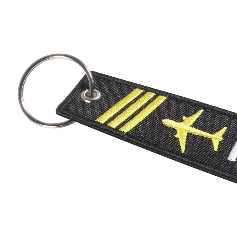 Remove Before Flights Key Chain Luggages Label Polyester Embroidery Chain Keychain For Aviations Gifts