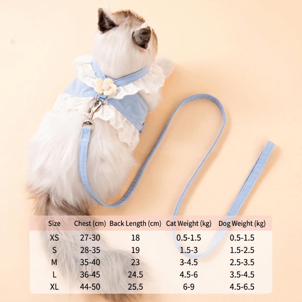 Breathable Material Harness And Leash Set Adjustable Straps Puppy Kitten Harness Tiny Pets