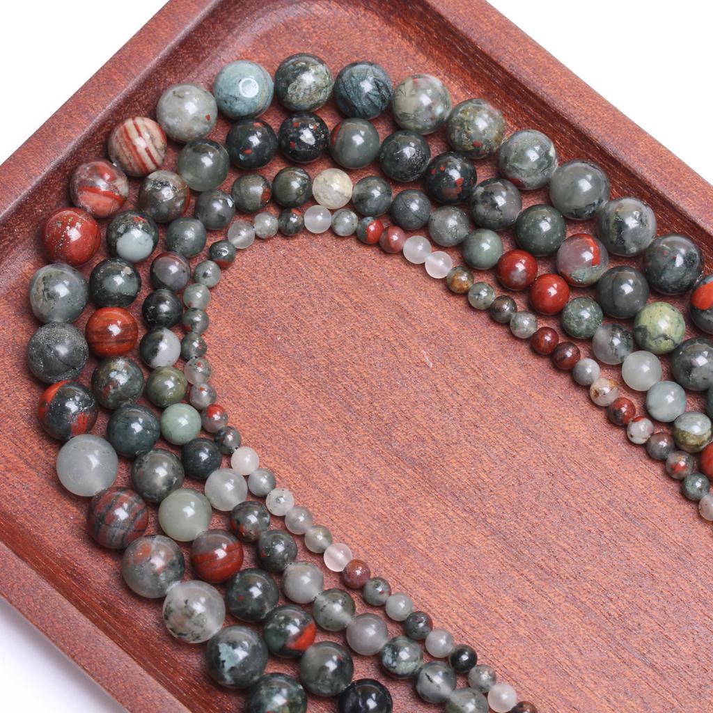 Горячая распродажа, африканские аксессуары из кровавого камня, натуральное изготовление ювелирных изделий, 4/6/8/10 мм, браслет, ожерелье, брелок, бусины, мода, 20-40 шт., бисерный материал