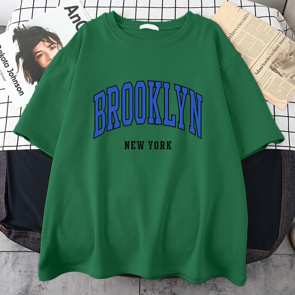 Женская футболка Brooklyn New York синего цвета, уличная футболка в стиле хип-хоп, спортивная мягкая хлопковая одежда, свободная футболка больших размеров, одежда