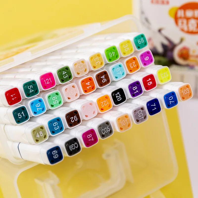 12/18 цветов Маркеры Ручка для рисования манги На основе Скетч Фломастер Масляная Двойная кисть Искусство Письмо Школьные канцелярские товары Принадлежности для рисования