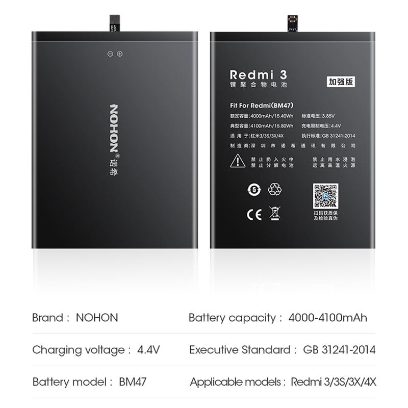 Сменный аккумулятор NOHON для Xiaomi Mi 8 Pro 9SE Redmi 3 3S 3X 4 XA 5 Plus K20 Pro 7 8 T Note 2 3 4 X