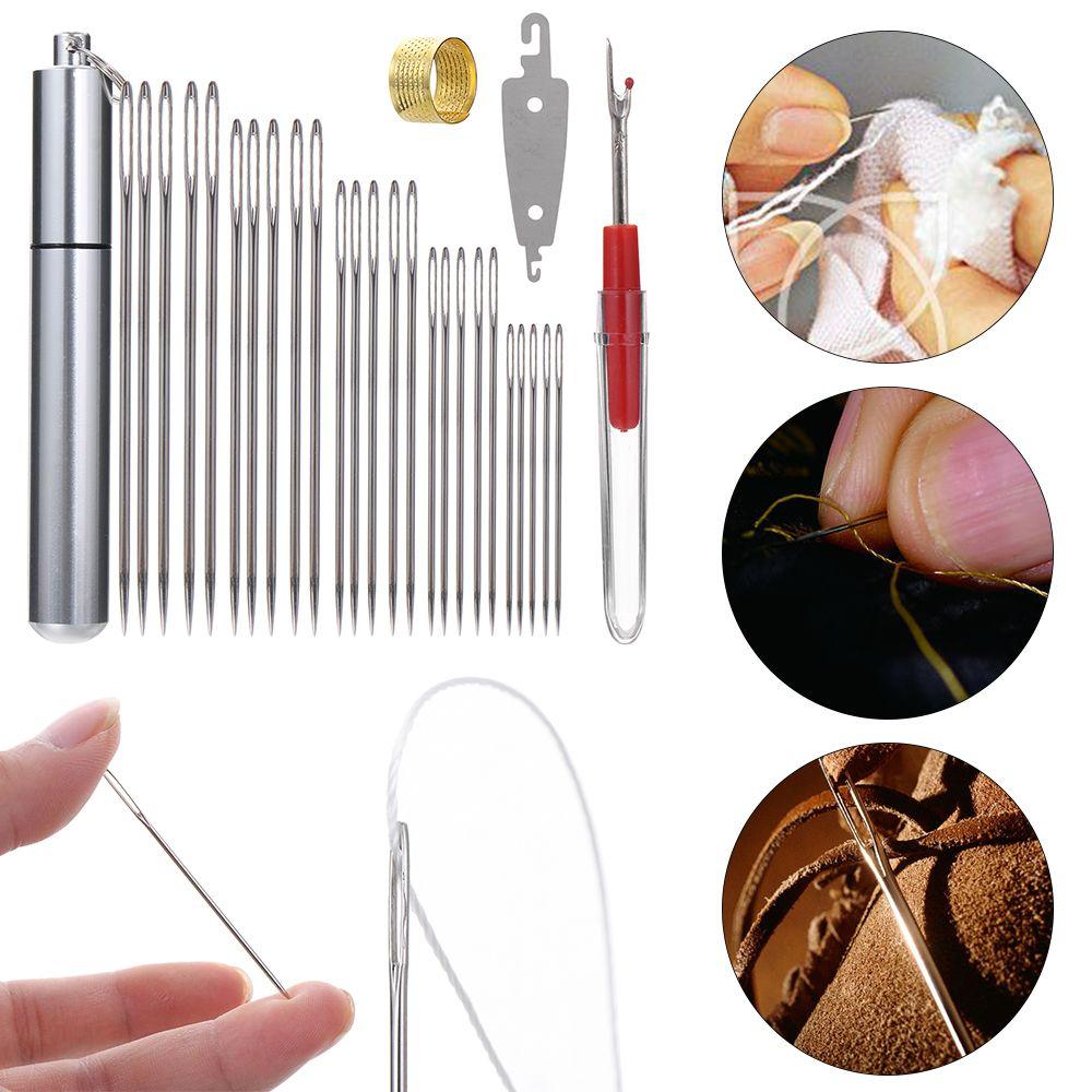 Cross Stitch Stainless Steel Mending Craft Large Eye Needles Sew Pins Kit Hand Sewing Needle
