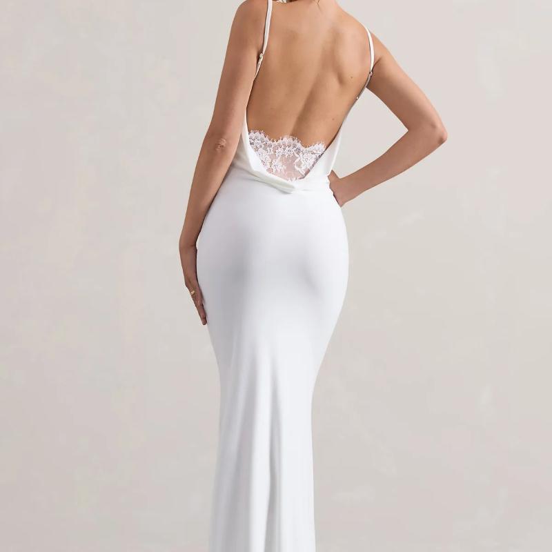 Европейское и американское летнее платье-комбинация без спинки с юбкой «рыбий хвост»