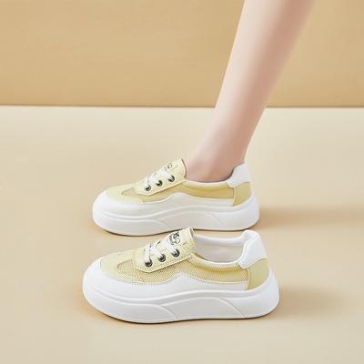 Дышащие маленькие белые туфли женские туфли 2025 лето новая кампусная ветровка нескользящие универсальные тонкие повседневные на толстой подошве сетчатые кеды