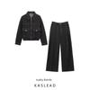 Kaslead New Arrival Women's Clothing Fashion Style Fashion Simple Denim Baggy Coat Casual Pants Suit