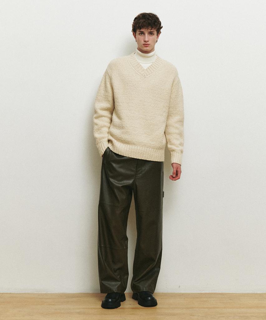 MINDBRIDGE [Hoite] Slub Yarn V-Neck Oversized Knit - 2 Colors