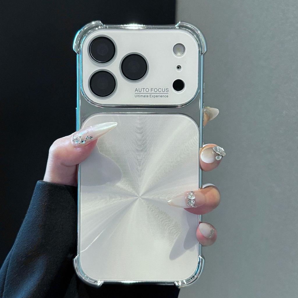 Чехол для iPhone 17 Pro Max с гальваническим покрытием, узором «Аврора CD», полным покрытием объективов и защитой от падения с подушками безопасности