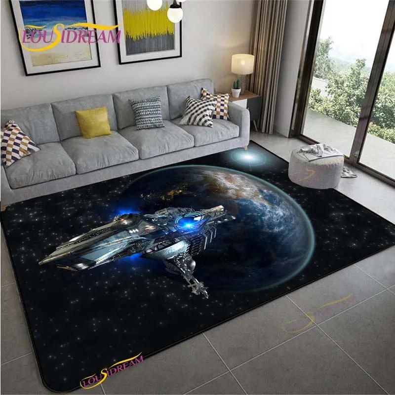 3D Ковер Космическая Станция для Гостиной Спальни Стола Кинотеатра Кухонный Дверной Детский Нескользящий Коврик для Пола Альфомбра Подарок на День рождения