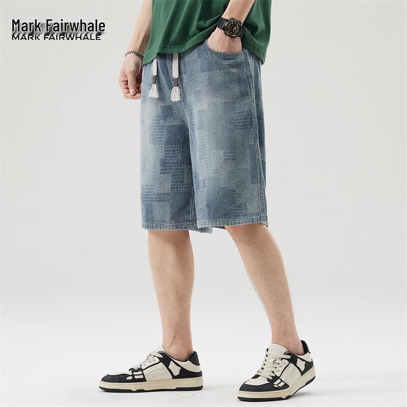 MARK FAIRWHALE Men's Loose Straight Denim Shorts