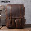 Рюкзак из натуральной кожи в винтажном стиле — большая вместимость, регулируемые ремни для путешествий и хранения ноутбука, темно-коричневый
