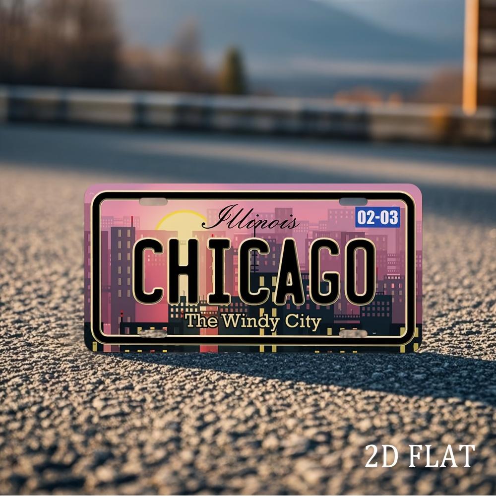D Flat pc Vintage Chicago City Skyline Wall Art Decor Durable Metal Plaque for Home Garage for Man CaveBar Cafe Decor