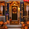 Halloween Porch Sign Cat Bat Pumpkin Lantern Porches 1 Pair Polyester Indoor Outdoor Decor