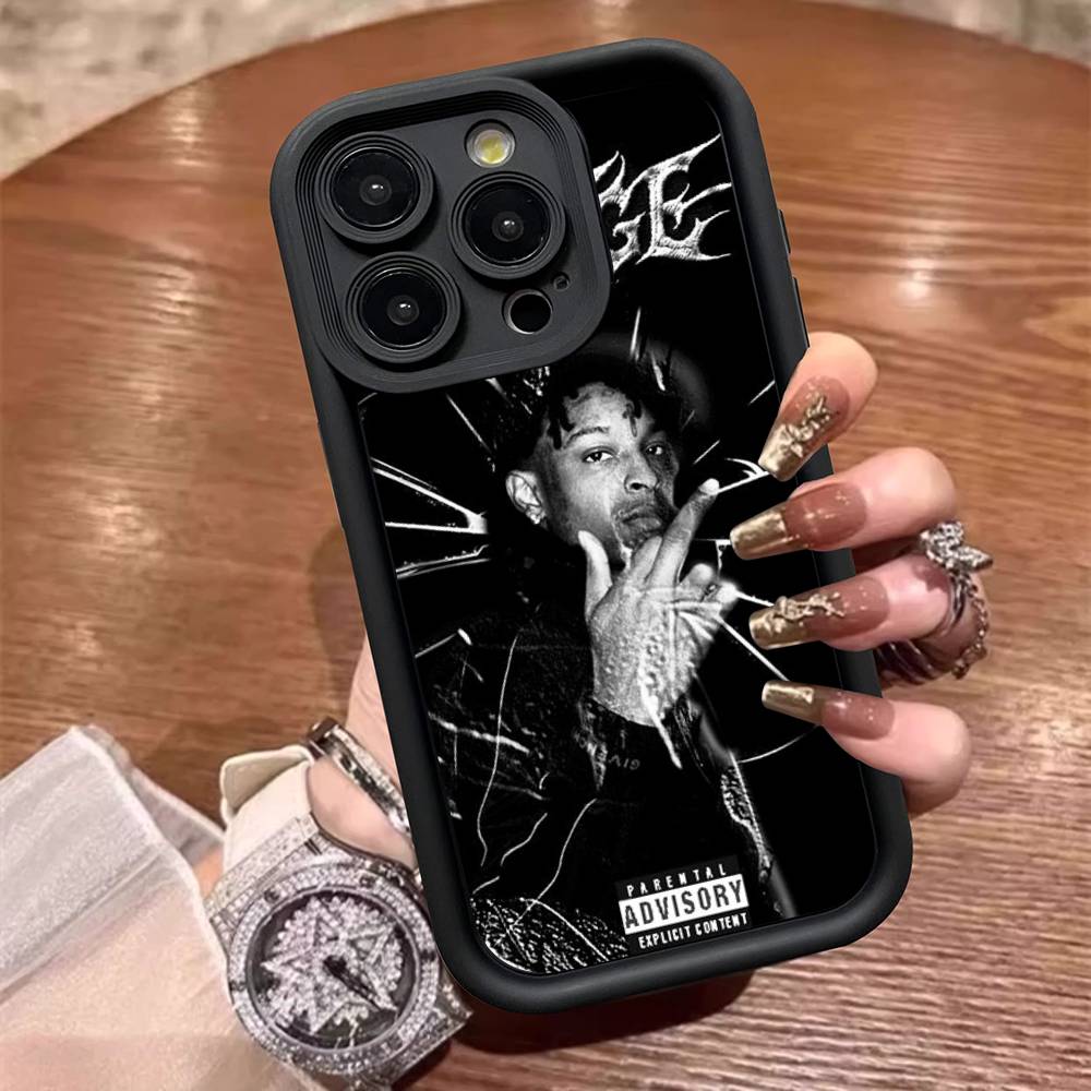 Рэпер 21 Savage Для iPhone 17 Pro Max 16 15 14 13 12 11 Plus Черный Мягкий Чехол для Телефона