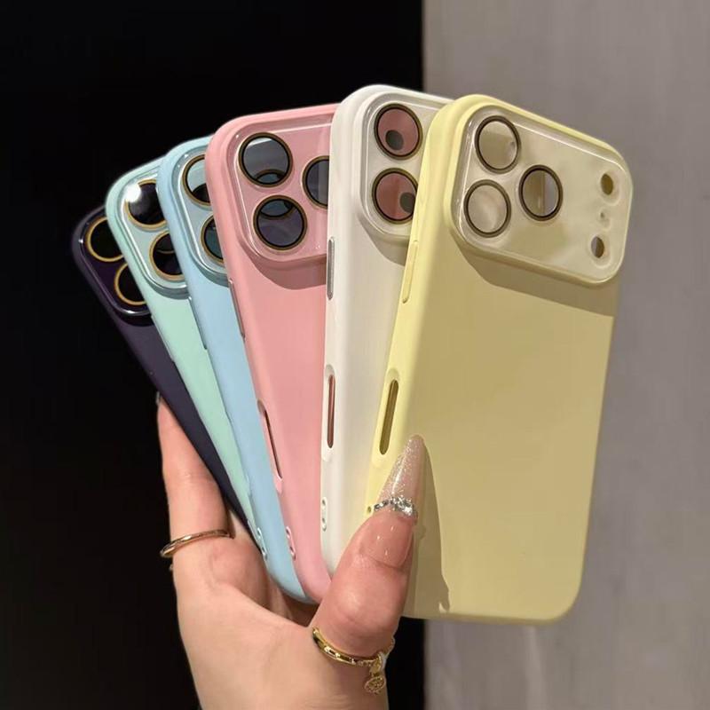 Применимо к iPhone17 чехол из жидкого силикона для мобильного телефона Apple 16promax противоударный полный чехол с защитной пленкой для объектива