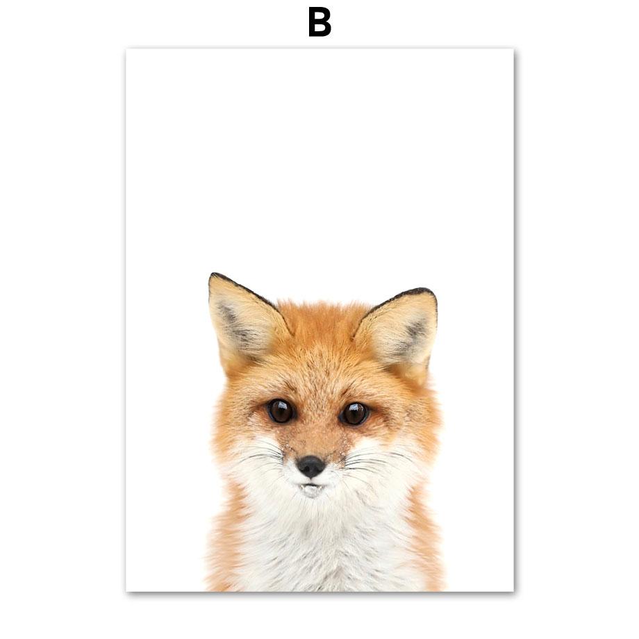 Жираф Кролик Лиса Лев Леопард Зебра Слон Плакат Детская Настенная Художественная Печать Холст Картины Современные Детские Дети Спальня Домашний Декор