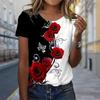 Fashion Women Rose with Thorns Print T Shirt Funny Casual O-neck Short Sleeves T-shirt Summer Female Tee Shirt