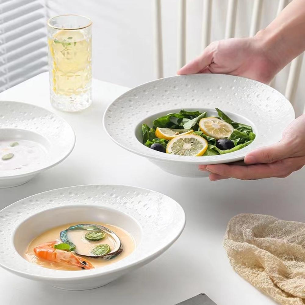 Французская креативная салатная тарелка в форме соломенной шляпы Премиальная обеденная тарелка для отеля Western Pasta Керамическая тарелка Белая тарелка