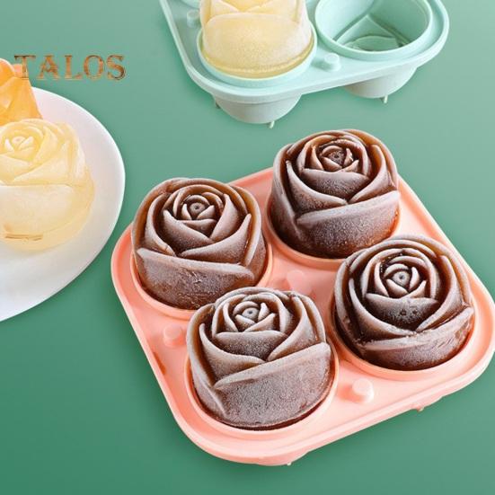 Rose Ice Cube Mold Big Ice Ball Maker for Cocktails 3D Flower Shape Ice Trays Silicone Large Ice Cubes Freezer Tray for Whiskey Bourbon Juice Tea