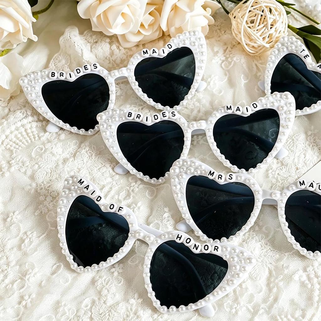 Свадебные бокалы с белым жемчугом и буквами 'Just Married' для Жениха, Невесты, Подружки невесты