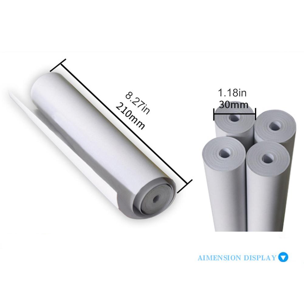 5 Rolls Photo Printing Paper Inkless 210x30mm Thermal Printing Paper Rolls Oil Resistance White Printer No Toxic for Home Office