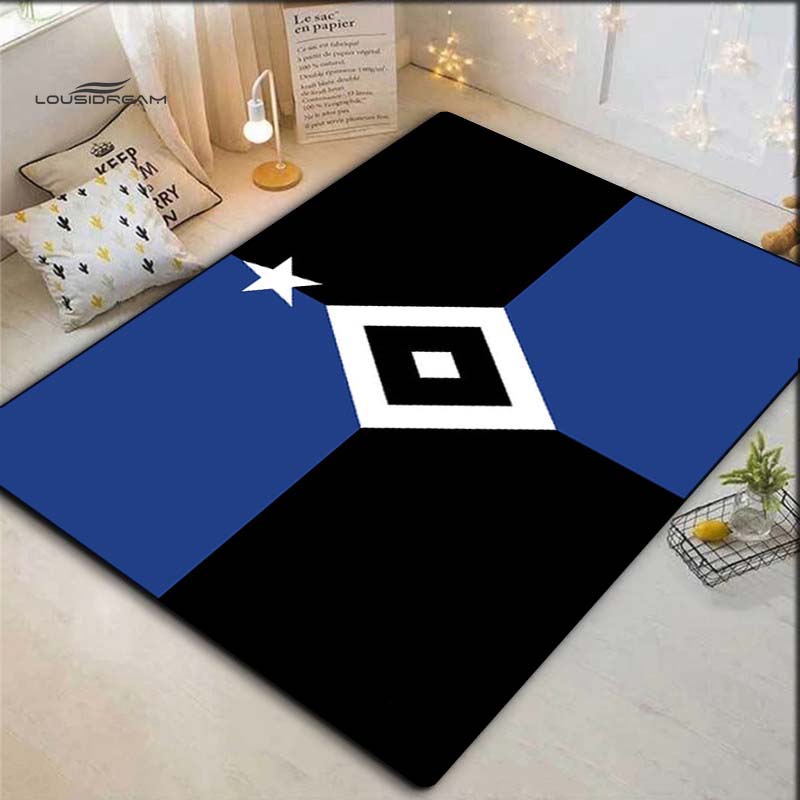 Hamburger SV Flag Style Geometric Print Area Rug Non‑Slip Floor Mat Carpet for Living Room Bedroom Sports Fan Home Decor
