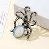 Natural Stone Shell Brooch Octopus-Shaped Brooch For Elegant Formal Coat Jewelry Accessory 52x37mm