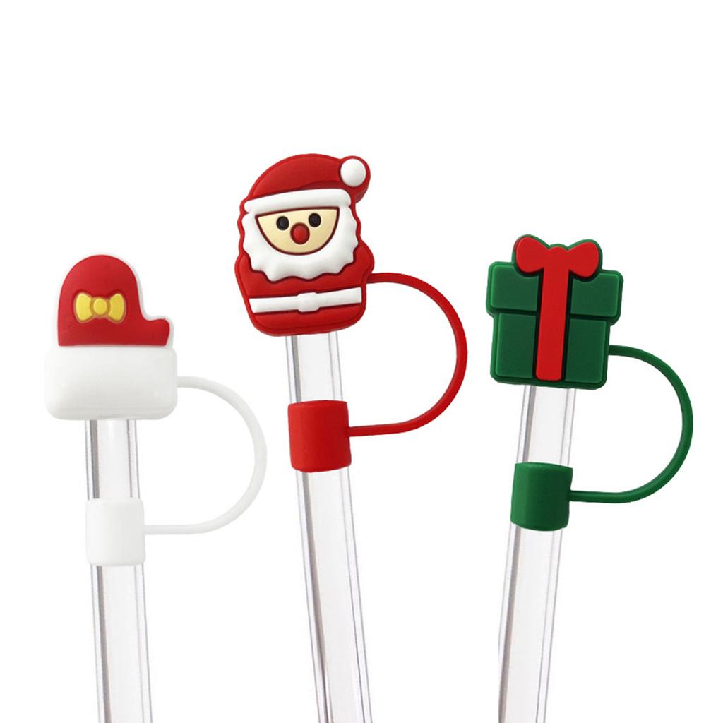 10mm Christmas Straw Cover Cap Dust-Proof Reusable Straw Tips Lids for Stanley Cup Straw Topper Compatible with 30&40 Oz Tumbler