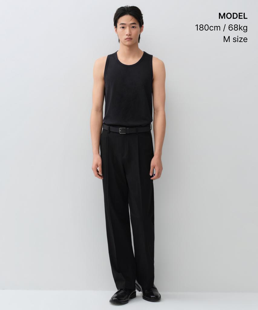 MUSINSA STANDARD Cr Scoop Neck Sleeveless Top [Black]