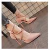 Four Seasons Women 'S Suede High Heels 9cm New Pointed Stiletto Fashion Sexy Black Wedding Shoes Nude Bridal Shoes