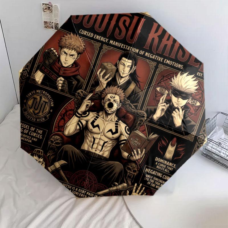 1 PC Automatic Folding Umbrella - Jujutsu Kaisen Pattern Portable Foldable Design With 8 Ribs Christmas Birthday Gifts
